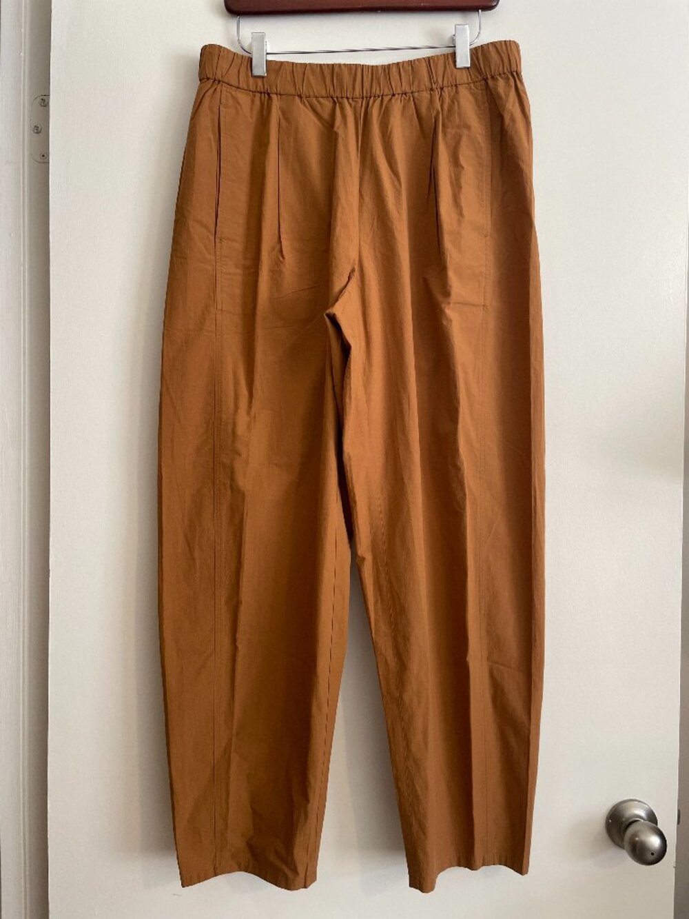 Eileen Ficher Poplin Cotton Ankle Pleated Lantern Pants Rust small